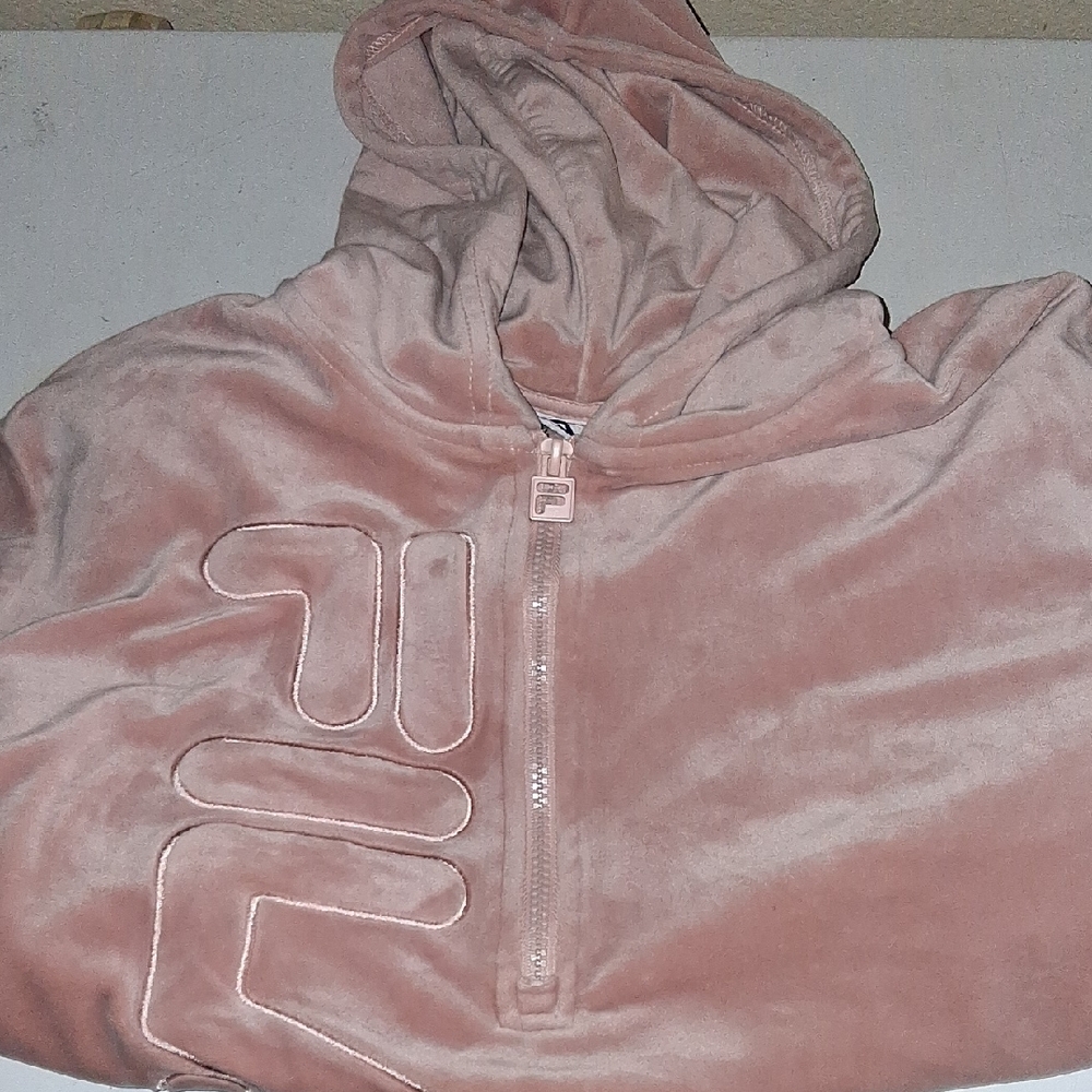Fila Blush Velour Zip-Up Hoodie